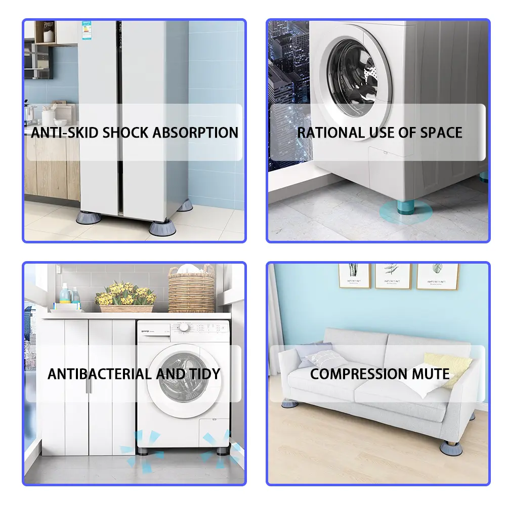 Anti Vibration Feet Pads Rubber Legs Slipstop Silent Skid Raiser Mat For Washing Machine Support Dampers Stand Accessories Tools