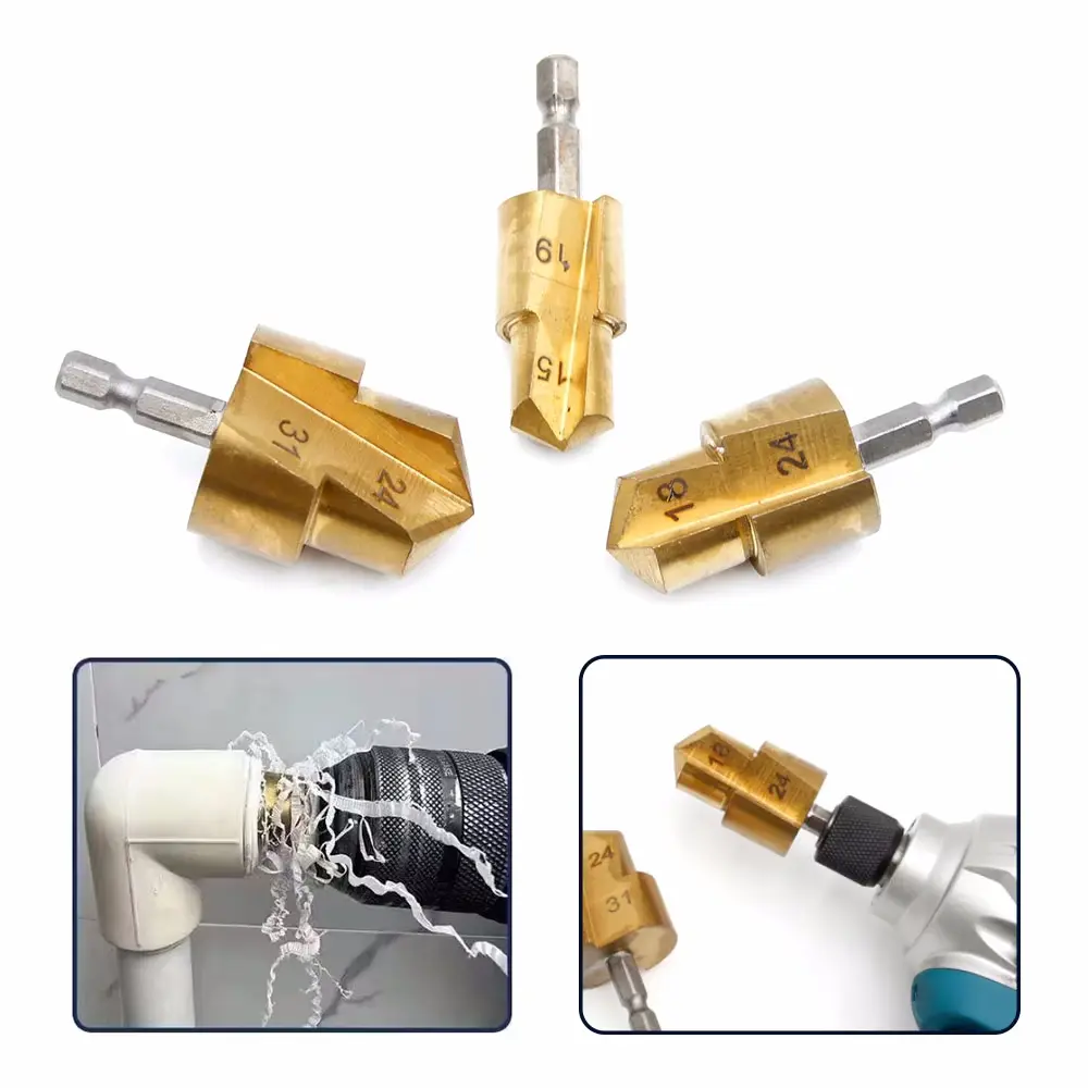 3Pcs PPR Lifting,Stepped Drill Bit,Hexagon Shank Water Pipe Connection Tool 20/25/32mm,Full Open Process Drill Bit Drilling Tool