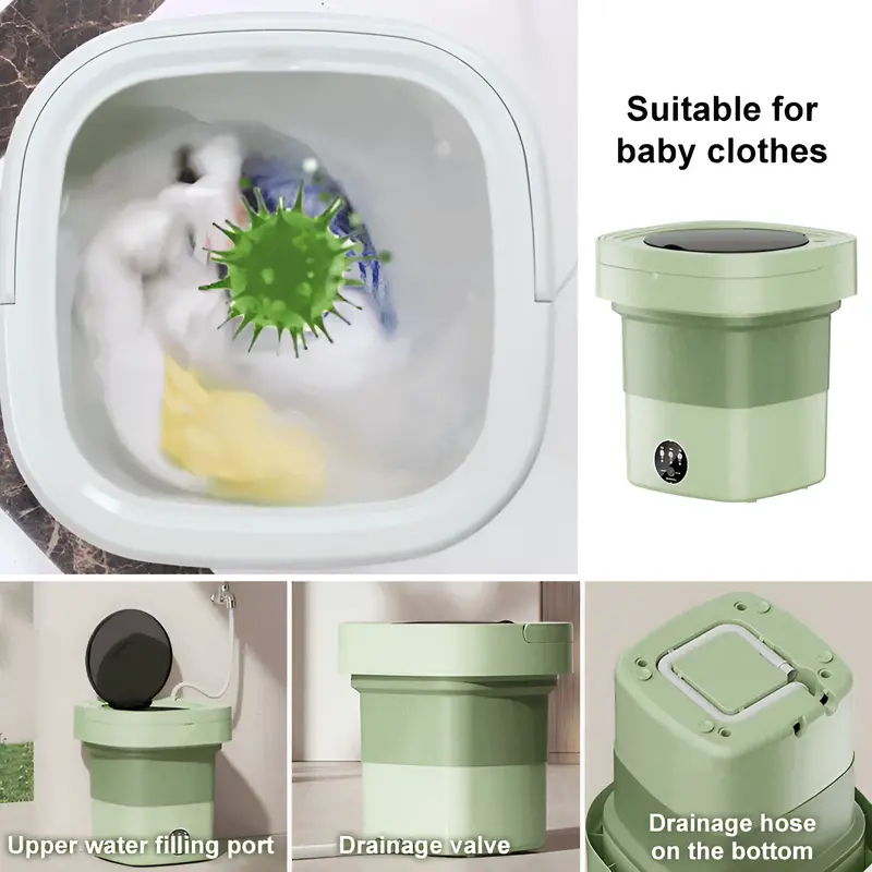 8.5L  Foldable Washing Machine Mini Socks Underwear Panties Washing Machine  with Spin Dryer Bucket for Clothes Travel