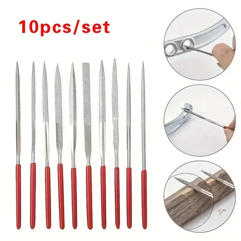 10pcs Diamond Mini Needle File Set Perfect For Ceramic Crafts Woodworking Jewelry Polishing And Carving Precision Hand Tools