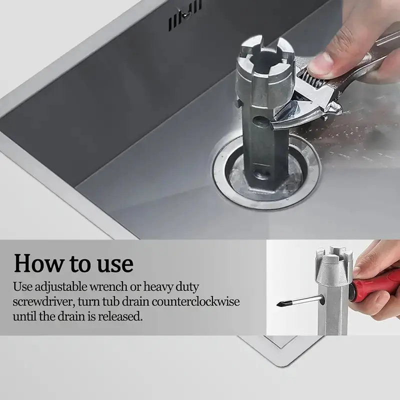 1pc Aluminum Alloy Dual-Ended Tub Drain Remover Wrench Dual Ended Dumbell Wrench Remover Repair Tools Bathroom Accessories