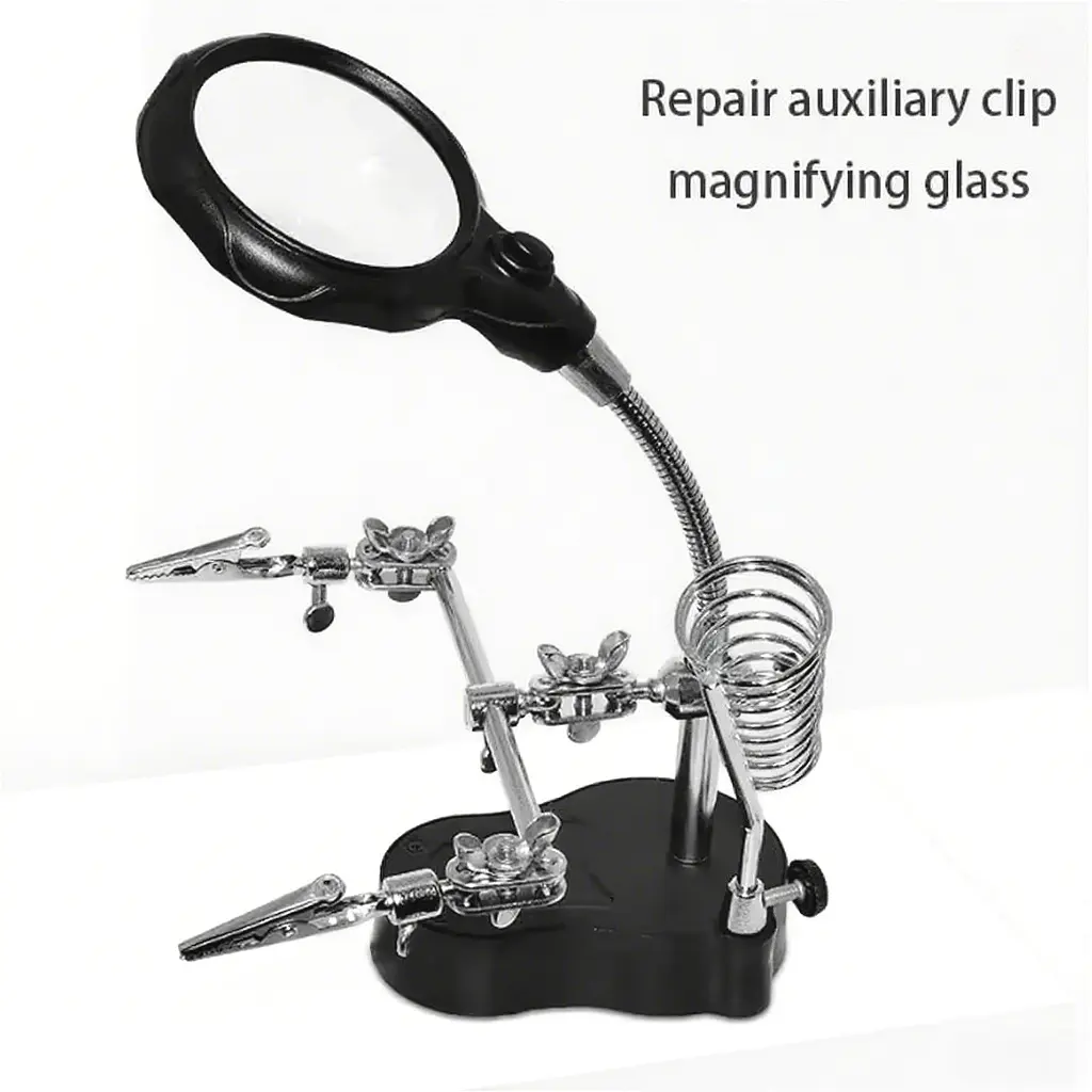 Magnifier LED Lighting Soldering Stand Desktop Soldering Holder Welding Equipment Repair Tool Auxiliary Tool Third Hand Helping