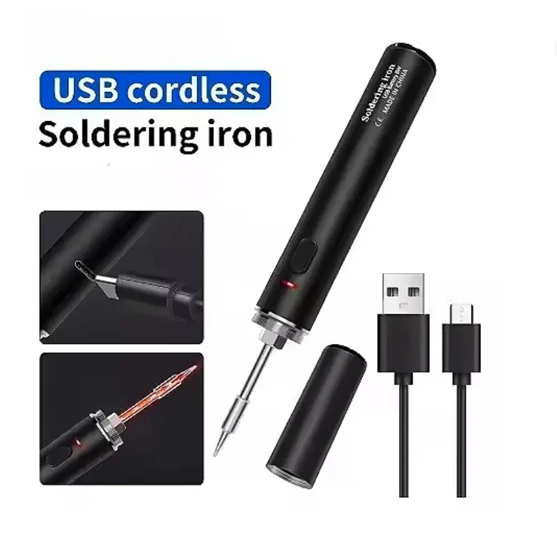USB Cordless Electric Soldering Iron Kit Set Rechargeable Battery Portable Home Welding Pen Repair Tools