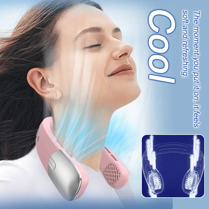 Hanging Neck Fan Bladeless 10-Speed  Silent Neckband Fan Usb Rechargeable Led Digital Display  Necksupport Hands-Free Fan