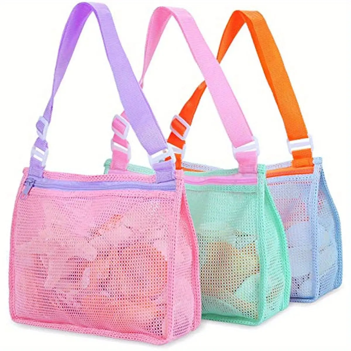 Beach Toy Mesh Beach Bag Kids Shell Collecting Bag Beach Sand Toy Seashell Bag for Holding Shells Beach Toys Sand