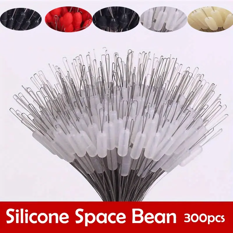 300pcs/Pack Fishing Bobber Oval Black Silicon Stopper Space Bean Connector Fishing Line Resistance Fishing Accessories