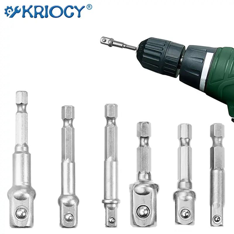 Chrome Vanadium Steel Socket Adapter Hex Shank to 1/4" 3/8" 1/2" Extension Drill Bits Bar Hex Bit Set Power Tools tightly Newest
