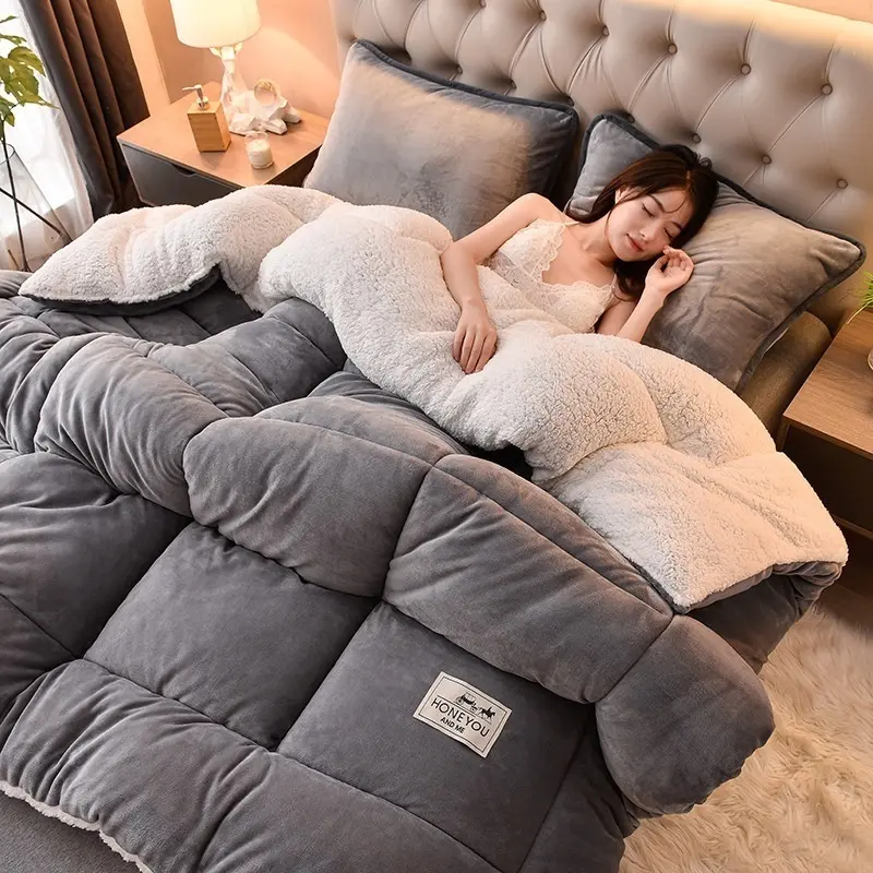 Group purchase milk doublesided velvet thickened warm spring and fall quilt lamb's wool quilt core