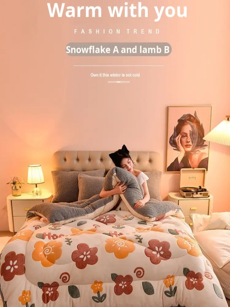 Group purchase milk doublesided velvet thickened warm spring and fall quilt lamb's wool quilt core