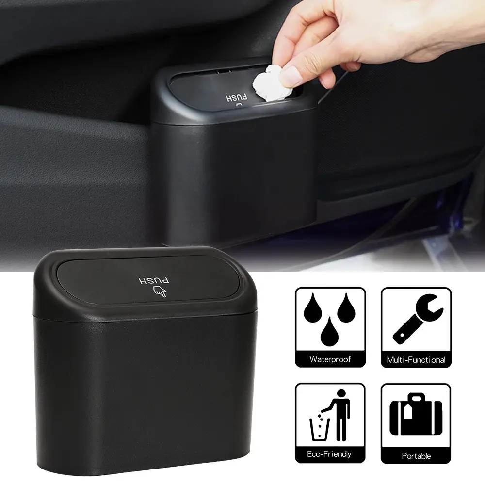 Portable Hanging Car Trash Can Mini Car Trash Bin Vehicle Garbage Organizer Dust Case Storage Box Abs Can Interior Accessories