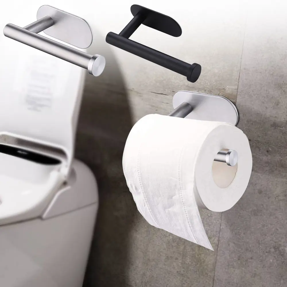 Self Adhesive Toilet Paper Towel Holder Stainless Steel Wall Mount  No Punching Tissue Towel Roll Dispenser for Bathroom Kitchen