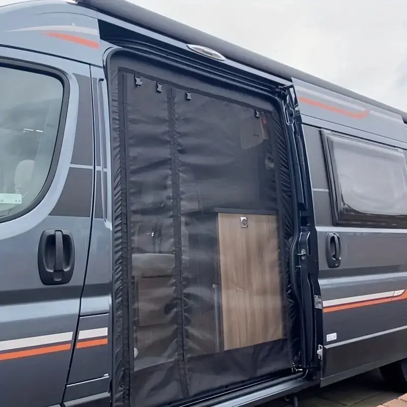 Outdoor RV Door Rolling Curtain Accessories Magnetic Breathable Trailer Wagon
