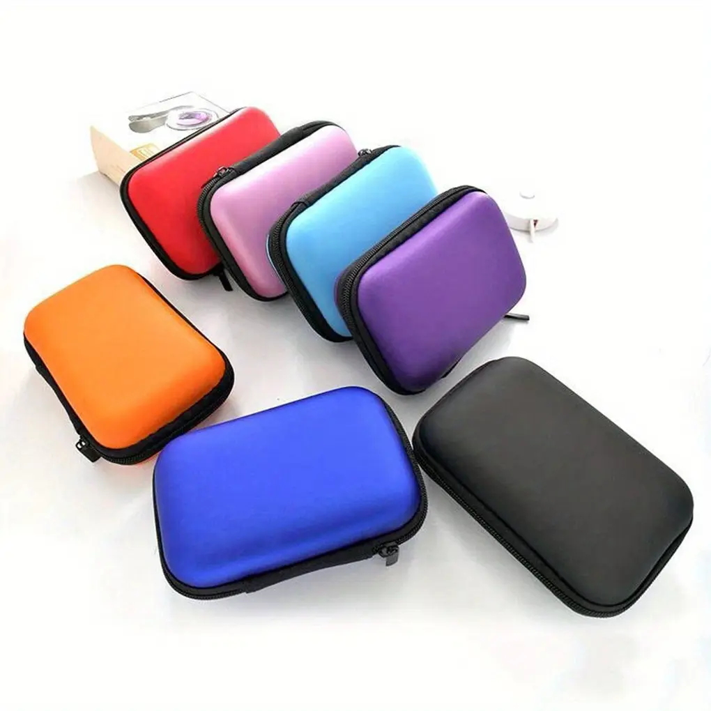 Headphone Data Cable Storage Case Charger Power Bank Rectangular Phone Line Headset Box EVA Zipper Bag Pocket Pouch