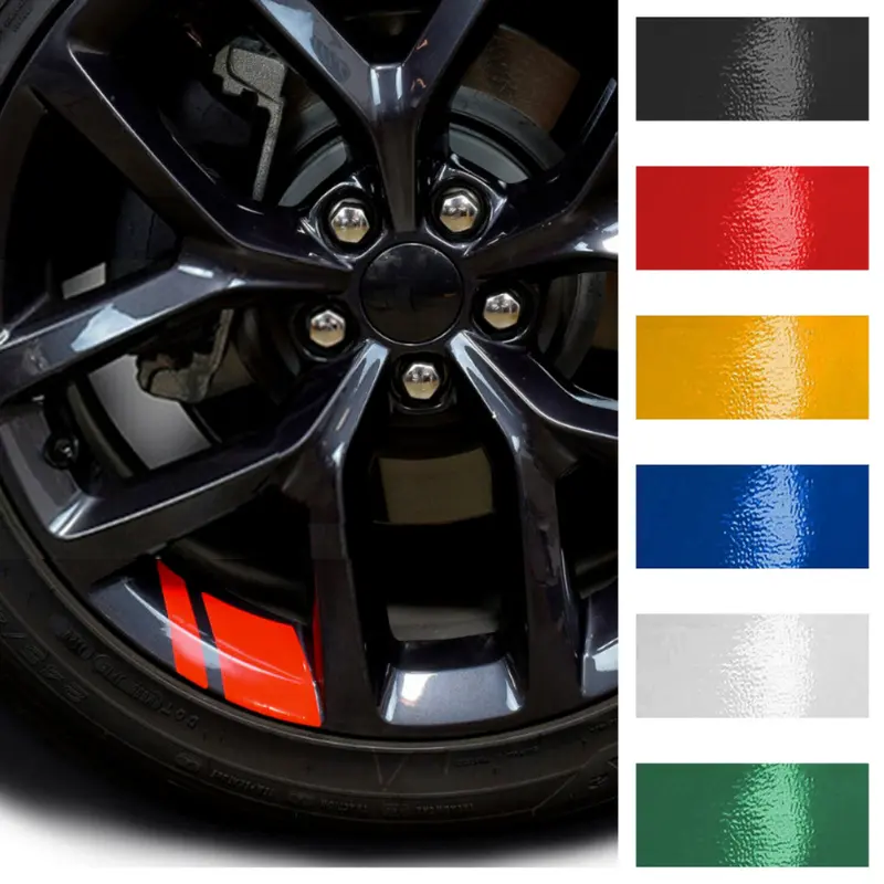 Car Reflective Wheel Rim Vinyl Stickers Hash Mark Stripe Racing Wheel Hub Decal For Size 16 - 21 Decorative Sticker Warning Line