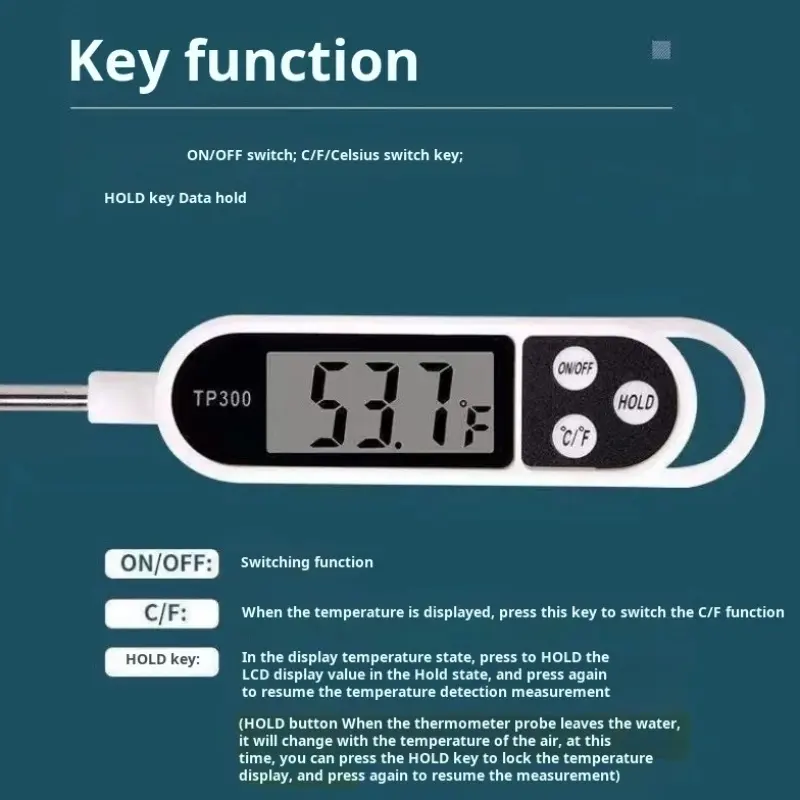 Food Thermometer Probe Water Temperature Meter Milk Baking Oil Barbecue