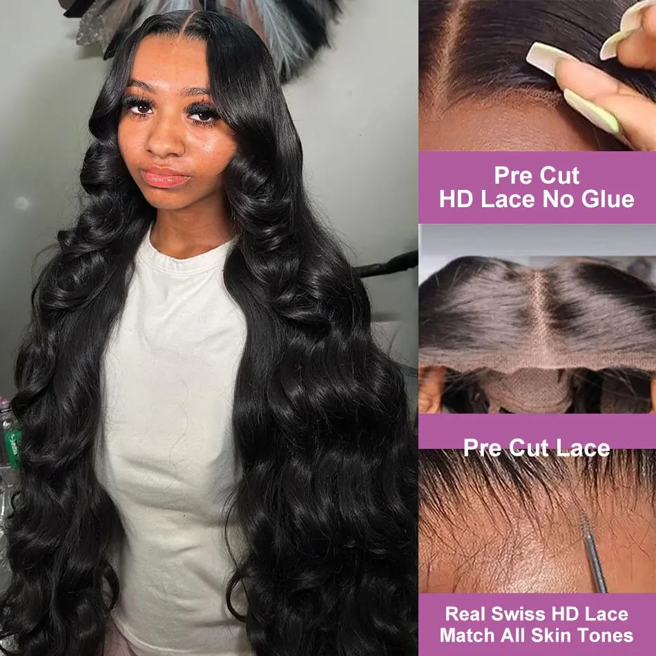 Glueless Wig 5x5 Pre Cut Lace Closure Wig Human Hair Brazilian Ready to Wear Body Wave Transparrent Lace Front Wigs Pre Plucked