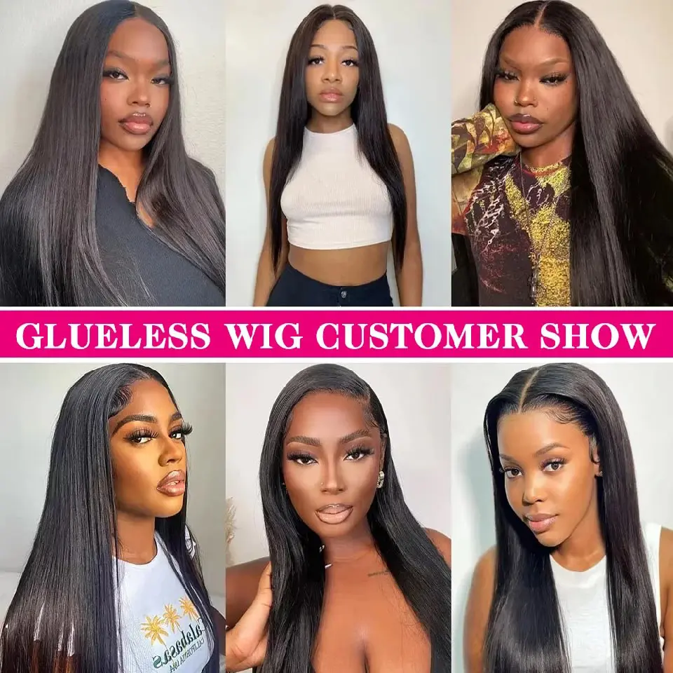 5x5 9x6 Glueless Wig Human Hair Ready To Wear Pre-Cut  Wear And Go Glueless Wigs Straight Human Hair Wig For Women On Sale