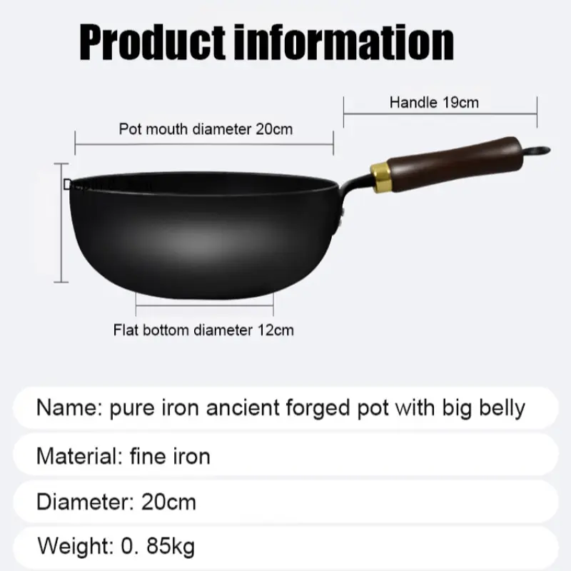 🚀Extremely fast delivery Fish scale pattern healthy pot Multi-stove applicable frying pan uncoated fine iron frying pan