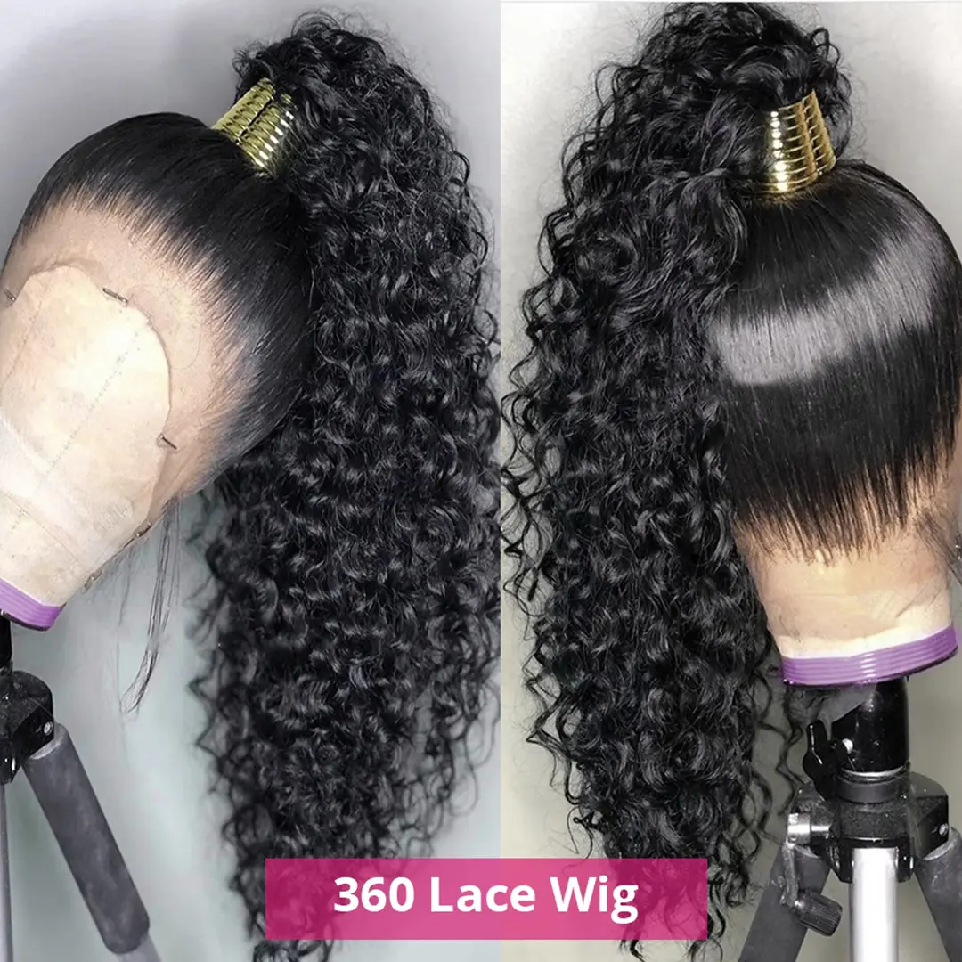 360 Full Lace Wig Pre Plucked Deep Curly Human Hair Wigs Transparent 13x4 13x6 Lace Frontal Wigs For Black Women Water Wave Wig
