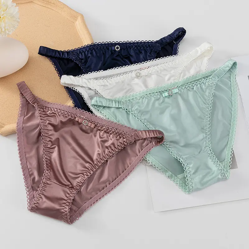Women's Briefs Soft Satin Strings Women Panties Elastic Low Waist Seamless Breathable Comfortable Women Underpants G-string