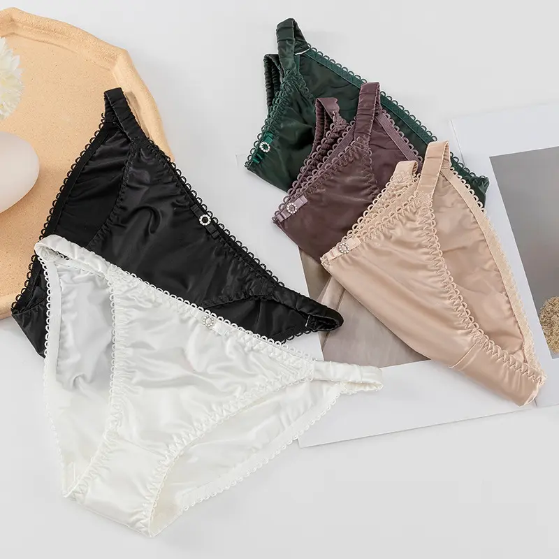 Women's Briefs Soft Satin Strings Women Panties Elastic Low Waist Seamless Breathable Comfortable Women Underpants G-string