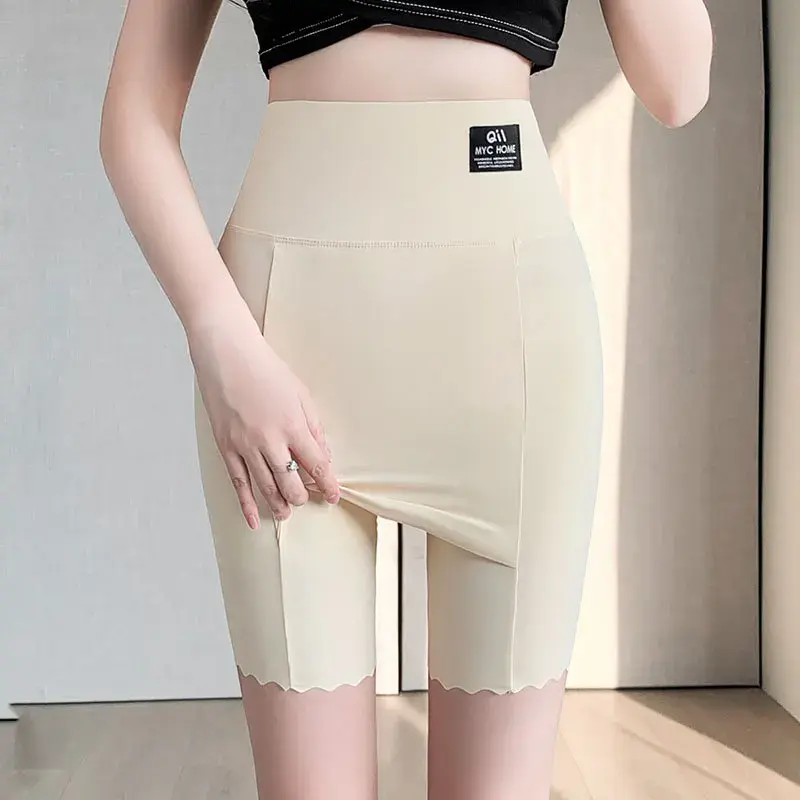 Plus Size Women Shorts Under the Skirt Big Large Summer Seamless Protective Spandex Hip-up Safety Pants Skirt Underpants White