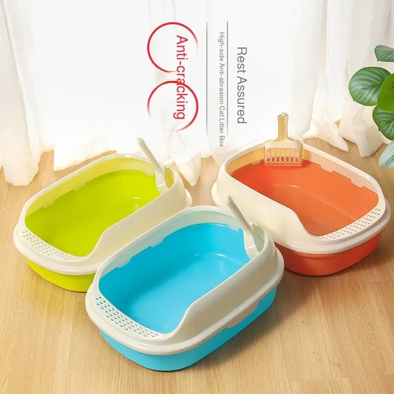 Leather Cat Litter Box Resin Small Drop Proof Litter Pan Orange Cat Special Cat Litter Boxes
