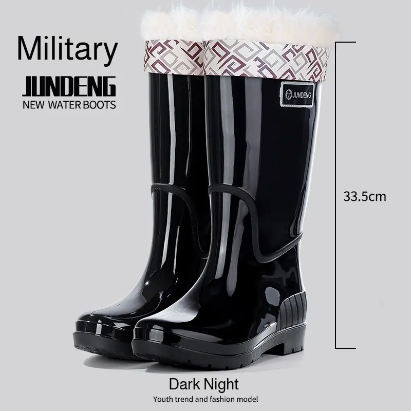 Tall Waterproof Pvc Rubber Water Shoes Padded Warm Fashion Women's Rain Boots