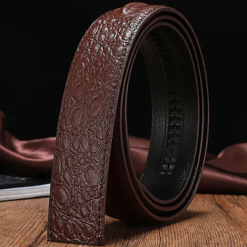 Men's crocodile grain automatic buckle belts No Buckle Belt Brand Belt Men High Quality Male Genuine Strap Jeans Belt 3.5cm wide