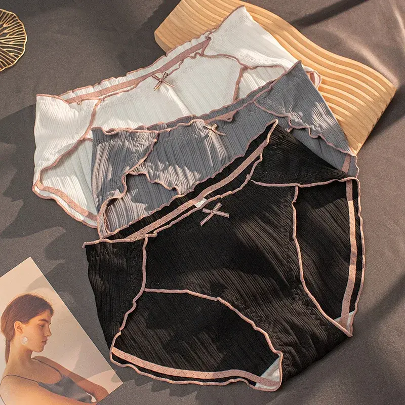 Ladies Cotton Underwear Panties Girls Sexy Seamless Antibacterial Crotch Breathable Briefs Mid-waist Plus Size Women's Panties