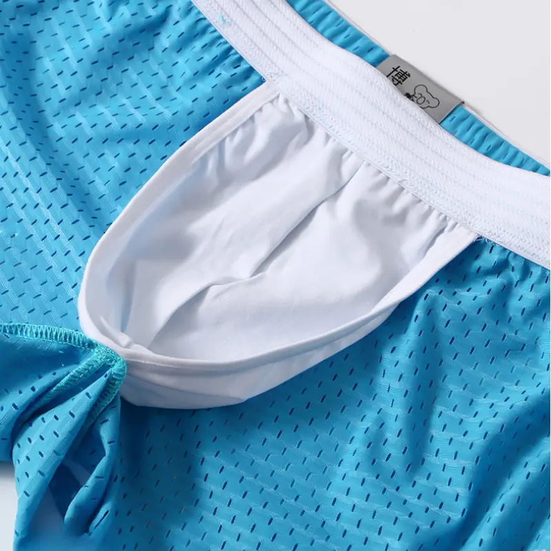 New Mesh Breathable Men's Boxer Shorts Summer Thin Ice Silk Quick Drying Aro Pants Mid Waist Home Pajamas Shorts Worn Externally