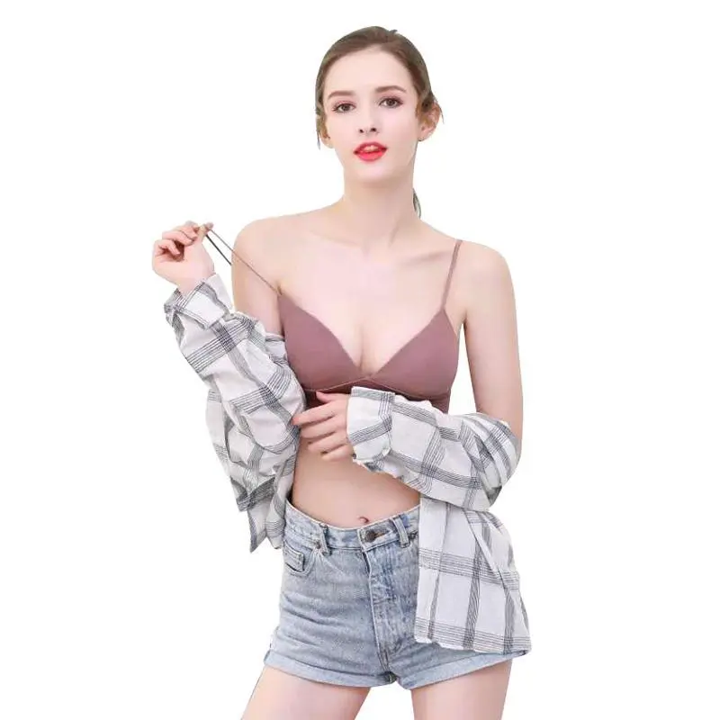 Women Triangle Cup Summer Women Bra French Triangle Tube Top Underwear Sexy Seamless Bras Camisole Wireless Backless Lingerie