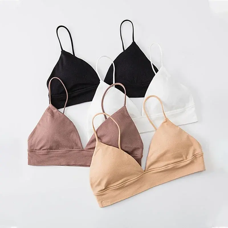 Women Triangle Cup Summer Women Bra French Triangle Tube Top Underwear Sexy Seamless Bras Camisole Wireless Backless Lingerie