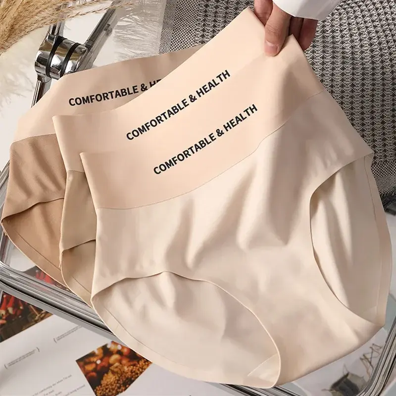 High Waist Panties Ice Silk Seamless Thin Women's Underpants Tightening the Abdomen Lifting the Buttocks Sexy Women's Underwear