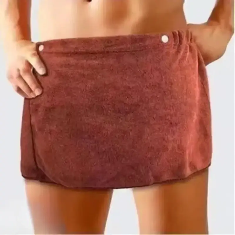 Men's Shower Skirt Japanese Shorts Style Homewear Beach Swimming Towel Bathrobe One Piece Button Water Absorption Bath Towel