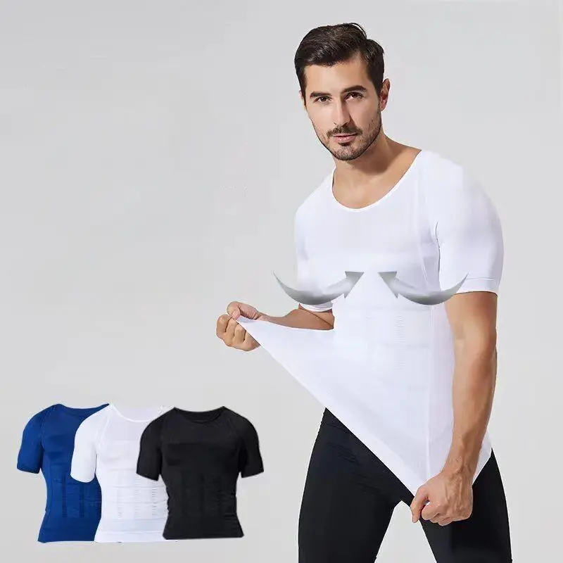 Men Body Toning T-Shirt Slimming Body Shaper Corrective Posture Belly Fat Control Compression Slim Corset Man Modeling Underwear