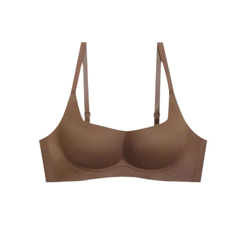 Women's Lingerie Square Collar Without Steel Ring Underwear Solid No Trace Thin Bra Small Breasts Close Together Prevent Sagging