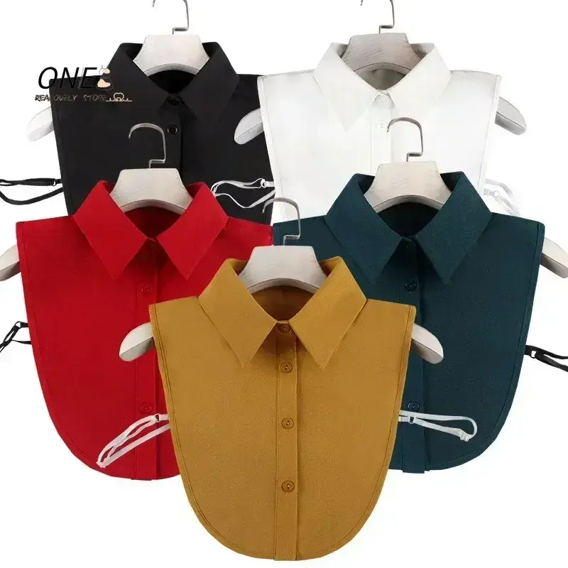 Women Cotton Lace Fake Collar Blouse Vintage Solid Detachable Shirt Collar False Lapel Blouse Top Women Clothes Accessories