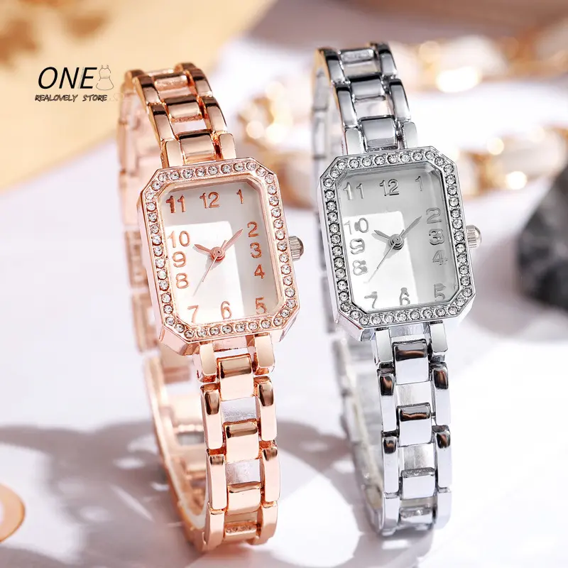 Watch Light Luxury Women's New Office Square Digital Leisure Hollow Stainless Steel Student Female Simple Quartz Watches