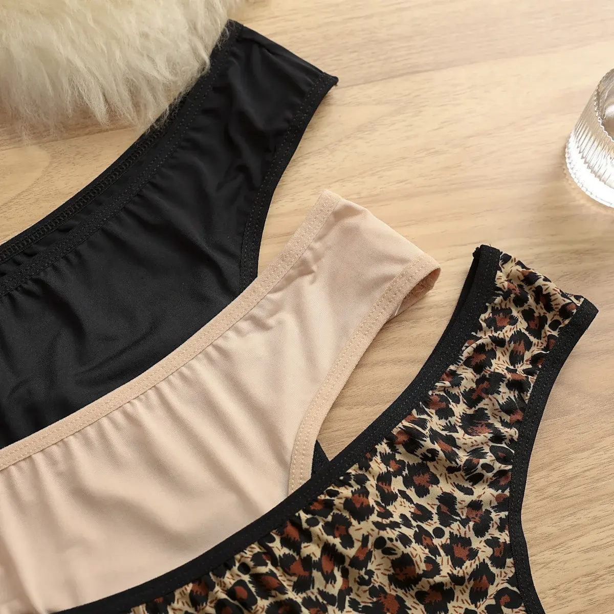 Sexy Leopard Printed Cross Belt Underwear Women Low Waist Lace Bow Panties Transparent Seamless Briefs for Female
