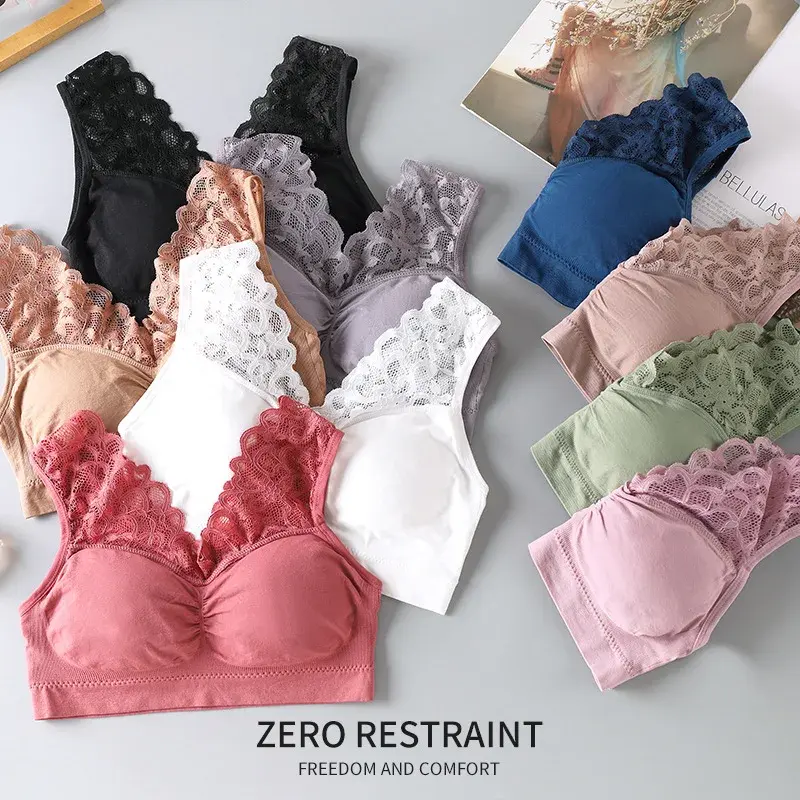 Bras For Women Underwear Plus Size Bra Seamless Brassiere Wireless Bralette Push Up BH Sexy Lace Bra With Pad Vest Top