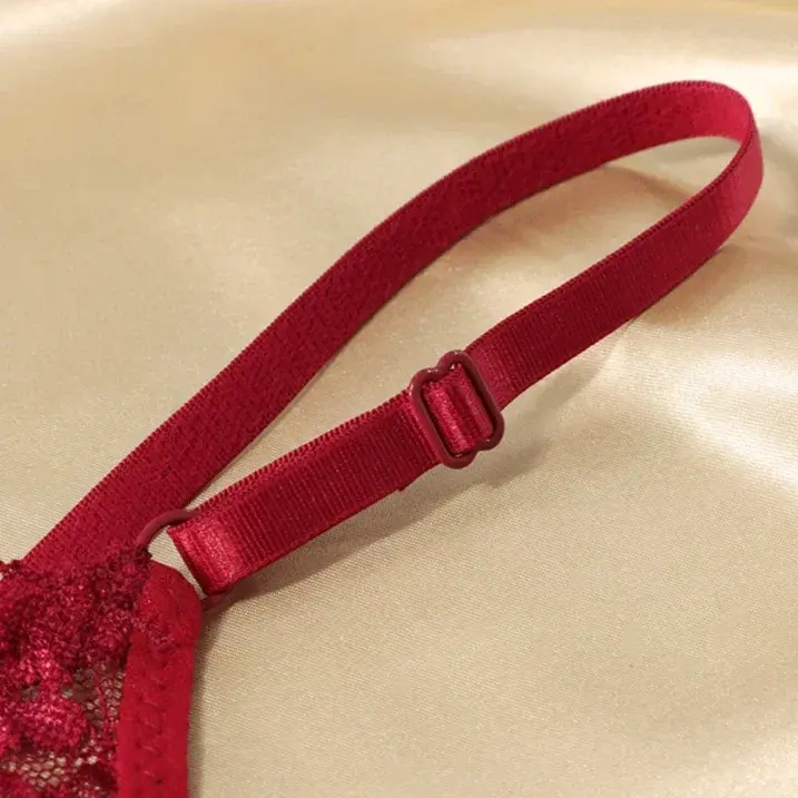 Solid Floral Lace Sexy Panties Ladies Low Waist Bow T-back Thong Adjustable Thin Belt Underwear Hollow See-through Lingerie