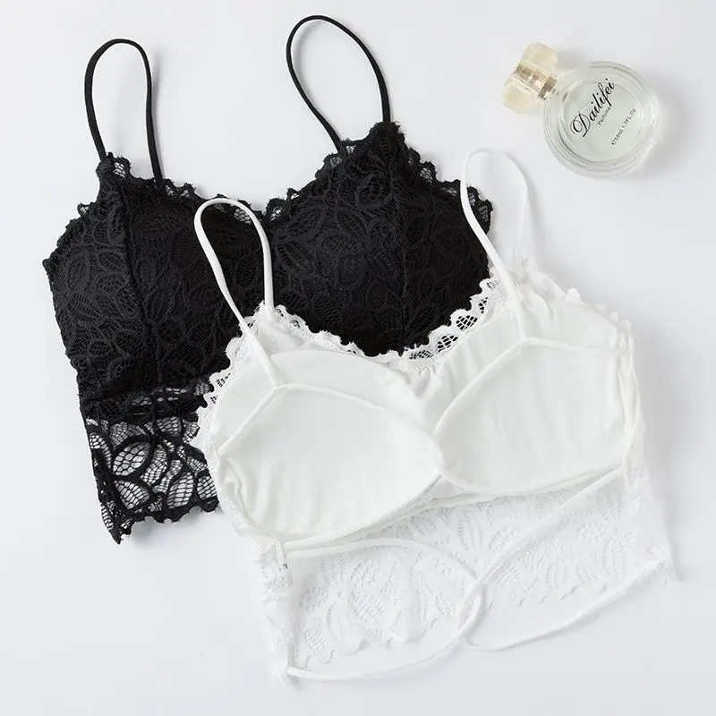 Women Push Up Sexy Lace Bra Crop Top Elastic Bralette Underwear Lingerie Full Cup Cross Cut Hollow Suspender Beautiful Back