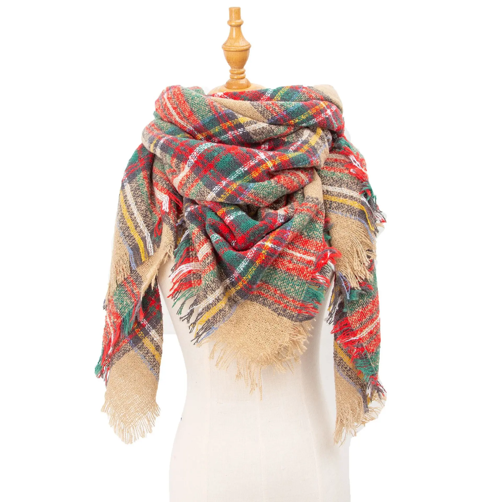 Women Winter Scarf Triangle Knitted Scarf Casual Ladies Plaid Pashmina Shawl and Wrap Female Foulard Scarves Echarpe Bufanda