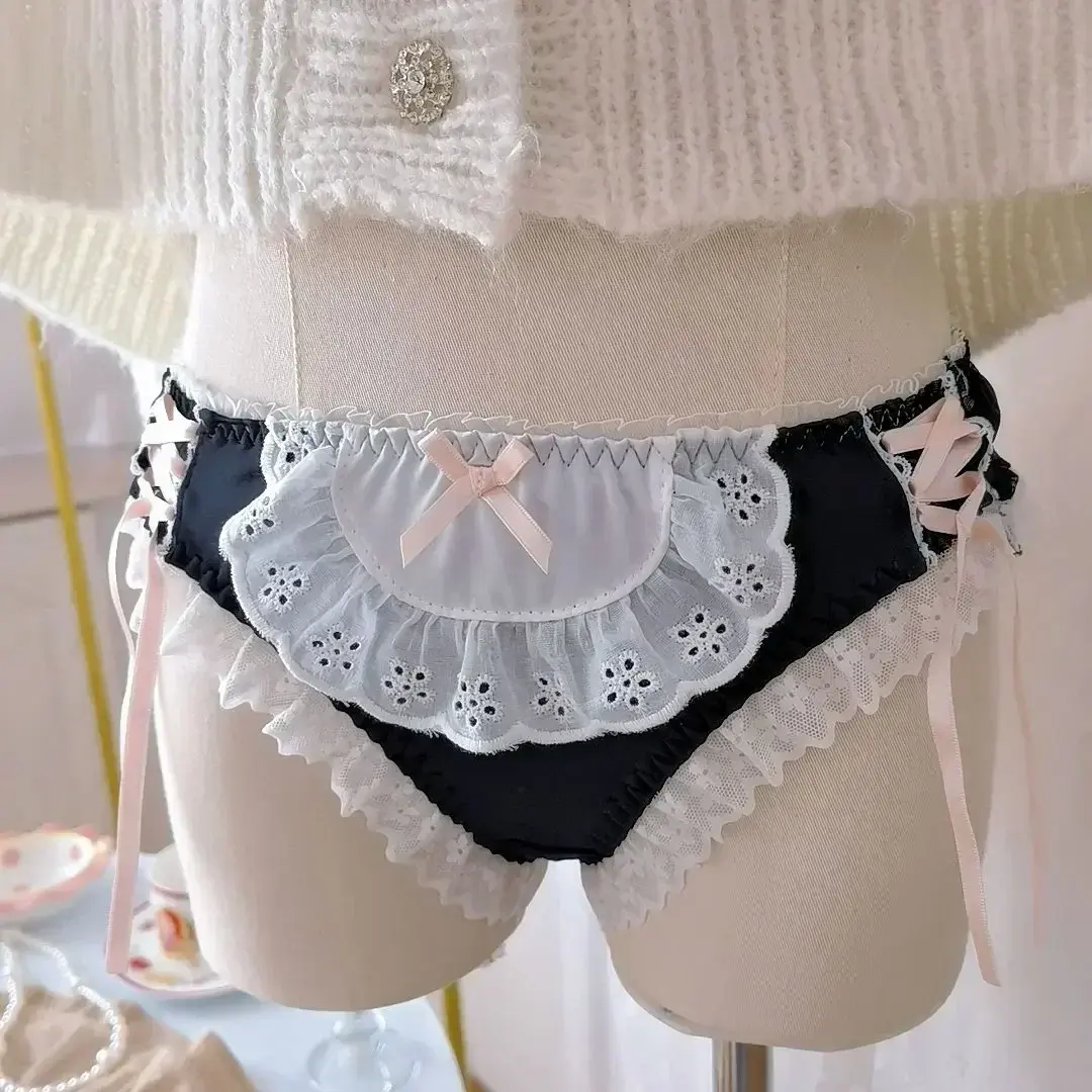 Lace Ice Silk Lolita Panties Women Sexy Japanese Lingerie Girl Ice Silk Breathable Soft Briefs Female G String Underwear