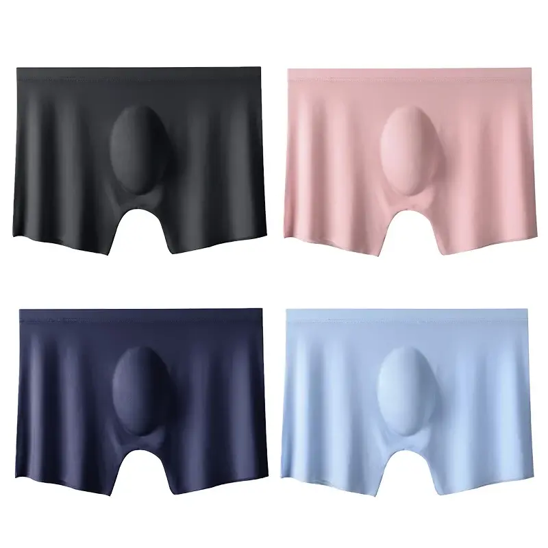 Summer Men Boxers Briefs Ice Silk Seamless Underwear Sexy Lingerie Underpants Shorts Ultra-thin Breathable Panties
