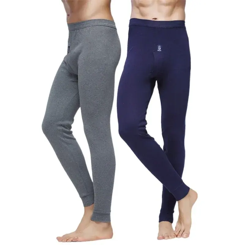 Winter Men's Warm Underwear Cotton Leggings Tight Male Long Johns Blue Gray White Warm Thermal Underwear Bottoms for Men