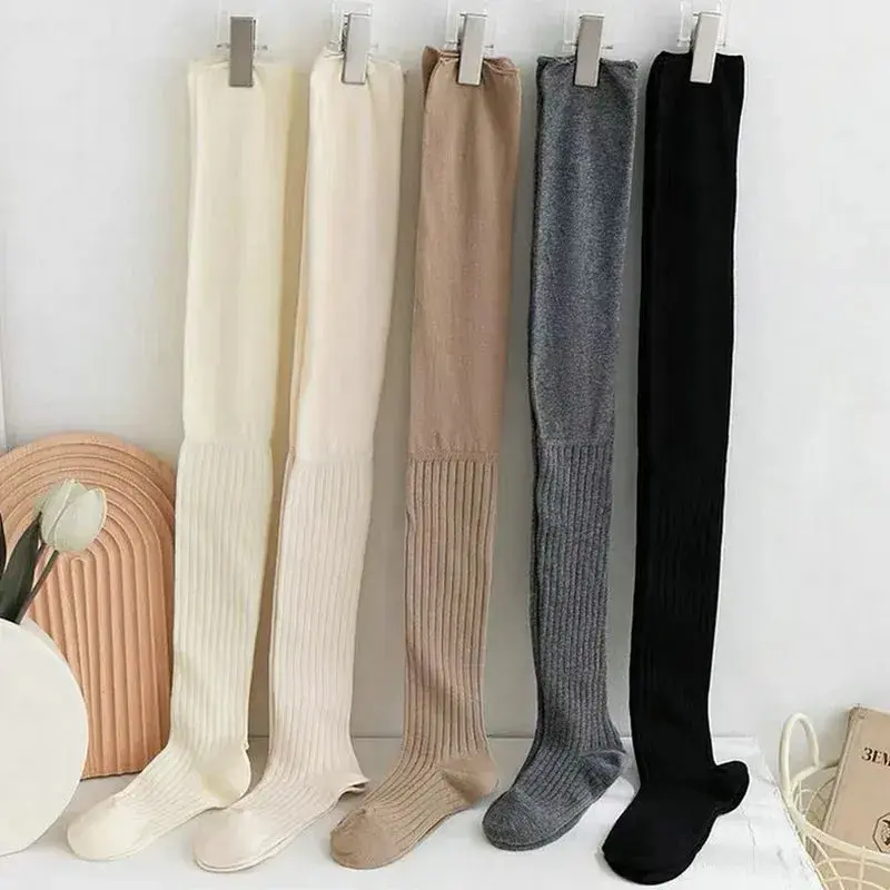 Women Over The Knee Cotton Leg Warmers Japanese Thigh High Long Stockings Autumn Female Thermal Long Tube Socks Stockings