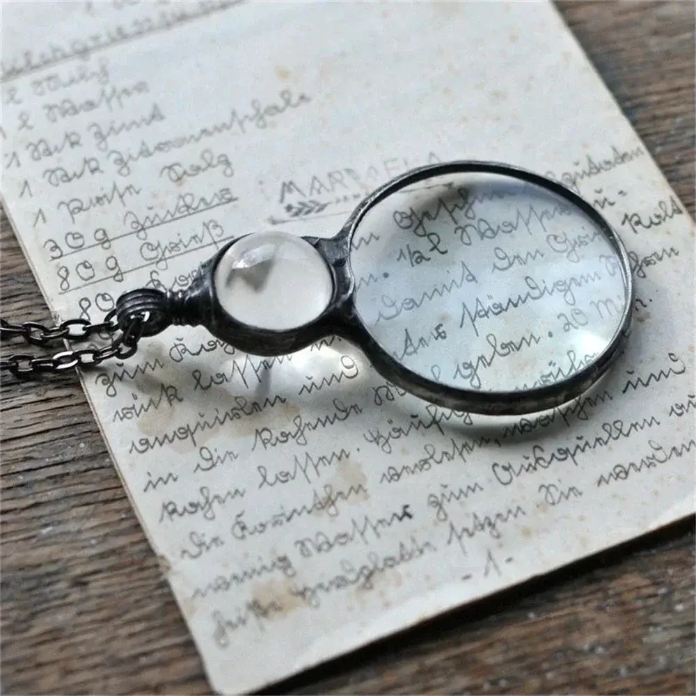 Vintage Magnifying Glass Men Necklace Magnifier Portable Monocle Book Newspaper Reading Magazines Pendant Jewelry