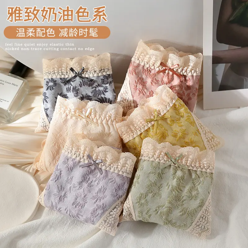M-XL Sexy Lace Panties Women's Underwear Panty Plus Size Fashion Flower Briefs Mid Waist Seamless Underpants Female Lingerie